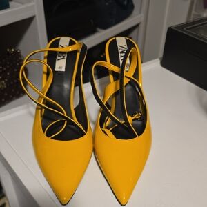 Zara Bright Yellow Strappy Heels